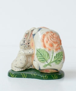 Bunny with Pink Egg and Flower