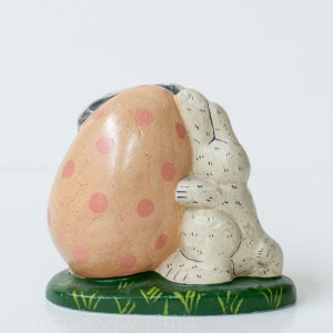 Bunny with Pink Egg and Flower