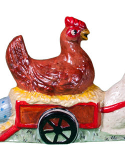 Rabbit Pulling Hen in Wagon Laying Eggs