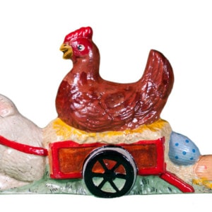 Rabbit Pulling Hen in Wagon Laying Eggs