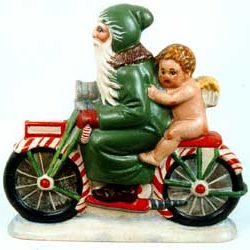 Father Christmas on Motocycle with Cherub