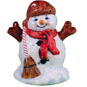 Glittered Snowman with Broom
