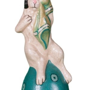 Crying Rabbit with Teal Dotted Egg