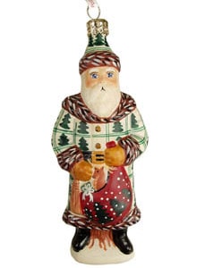 Father Christmas in White coat with Trees