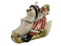 Sledding Santa and Snowman