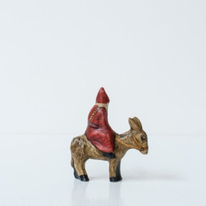 Tiny Father Christmas on Donkey