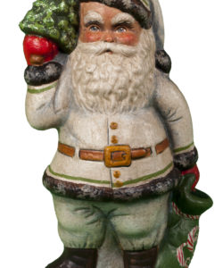 Santa in White Holding Tree