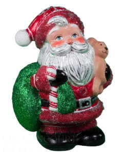 Round Glimmer Santa with Fuzzy Teddy