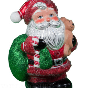 Round Glimmer Santa with Fuzzy Teddy