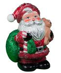 Round Glimmer Santa with Fuzzy Teddy
