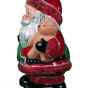 Round Glimmer Santa with Fuzzy Teddy