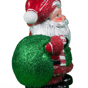Round Glimmer Santa with Fuzzy Teddy