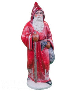 Red Striding Father Christmas with Buildings