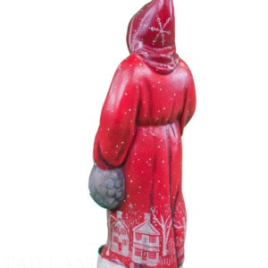 Red Striding Father Christmas with Buildings