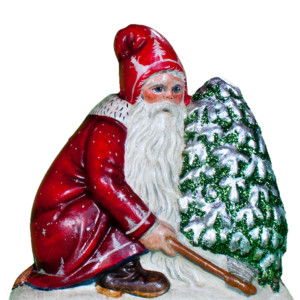 Santa Chopping Silver Tree