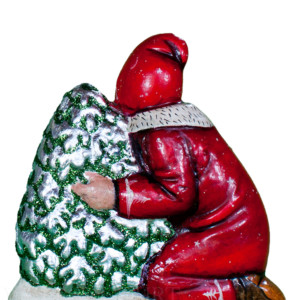 Santa Chopping Silver Tree