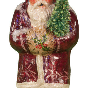 Small Maroon Father Christmas with Tree