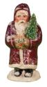 Small Maroon Father Christmas with Tree