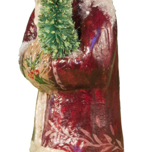Small Maroon Father Christmas with Tree