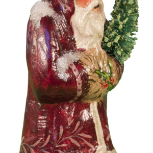 Small Maroon Father Christmas with Tree