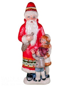 Father Christmas in Red Coat and Boy and Girl