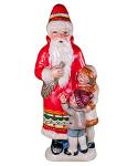 Father Christmas in Red Coat and Boy and Girl