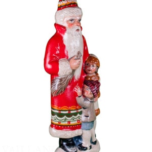 Father Christmas in Red Coat and Boy and Girl