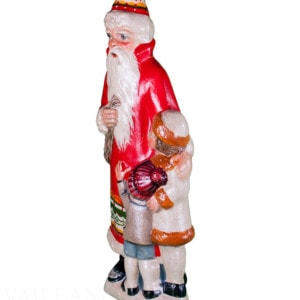 Father Christmas in Red Coat and Boy and Girl