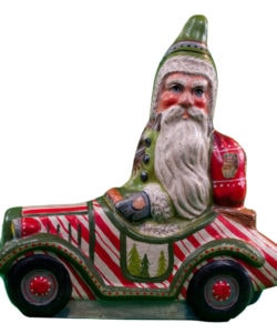 Santa in Candy Cane Car