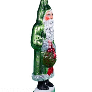 Green Santa with Kissing Ball