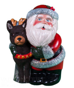Santa Hugging Fuzzy Reindeer