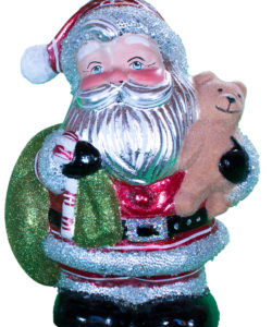 Round Glimmer Santa with Fuzzy Teddy