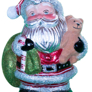 Round Glimmer Santa with Fuzzy Teddy