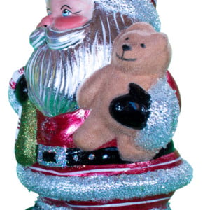 Round Glimmer Santa with Fuzzy Teddy