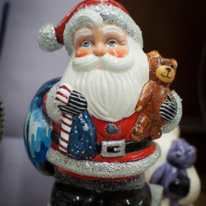 Round Santa with Fuzzy Teddy