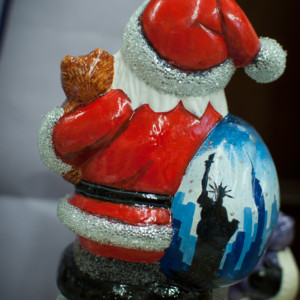 Round Santa with Fuzzy Teddy