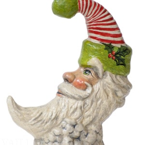 Santa in Moon with Striped Hat