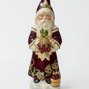 Santa in Burgundy Floral Coat