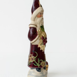 Santa in Burgundy Floral Coat