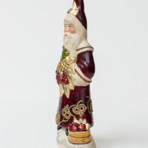 Santa in Burgundy Floral Coat