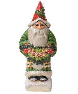 Green and Red Santa with Gold Swag