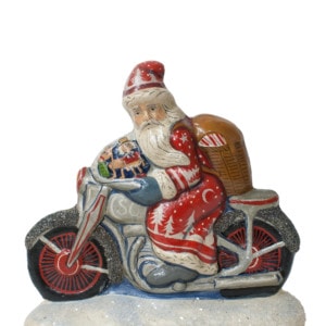Red Forest Santa on Motorcycle