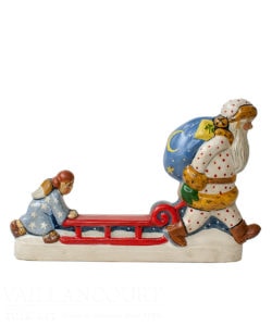 White Father Christmas and Angel Pushing Sled