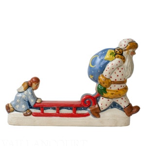 White Father Christmas and Angel Pushing Sled