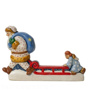 White Father Christmas and Angel Pushing Sled