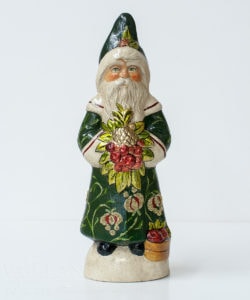 Green Eyed Santa in Burgundy Brocade