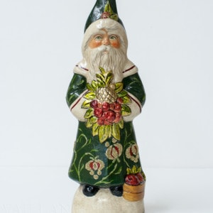 Green Eyed Santa in Burgundy Brocade