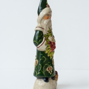 Green Eyed Santa in Burgundy Brocade