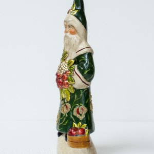 Green Eyed Santa in Burgundy Brocade