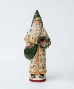 Santa in White Vine Coat with Wreath